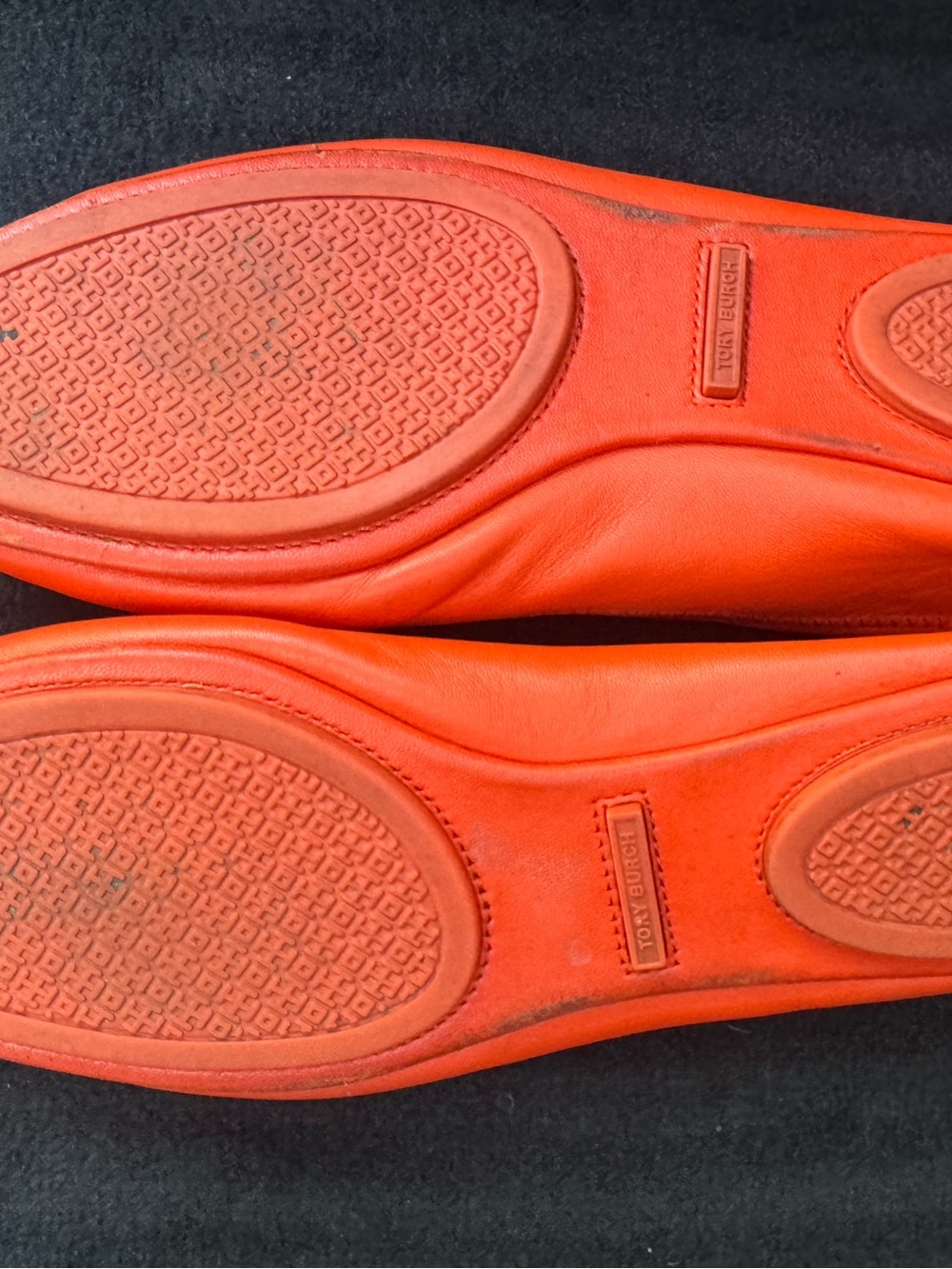 Tory Burch Minnie Travel Ballet Flat Orange Coral Leather - Picture 5 of 7